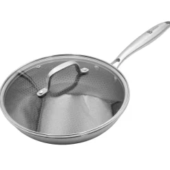 PATELNIA STALOWA Z POKRYWKĄ 26cm POWŁOKA PLASTER MIODU 5555