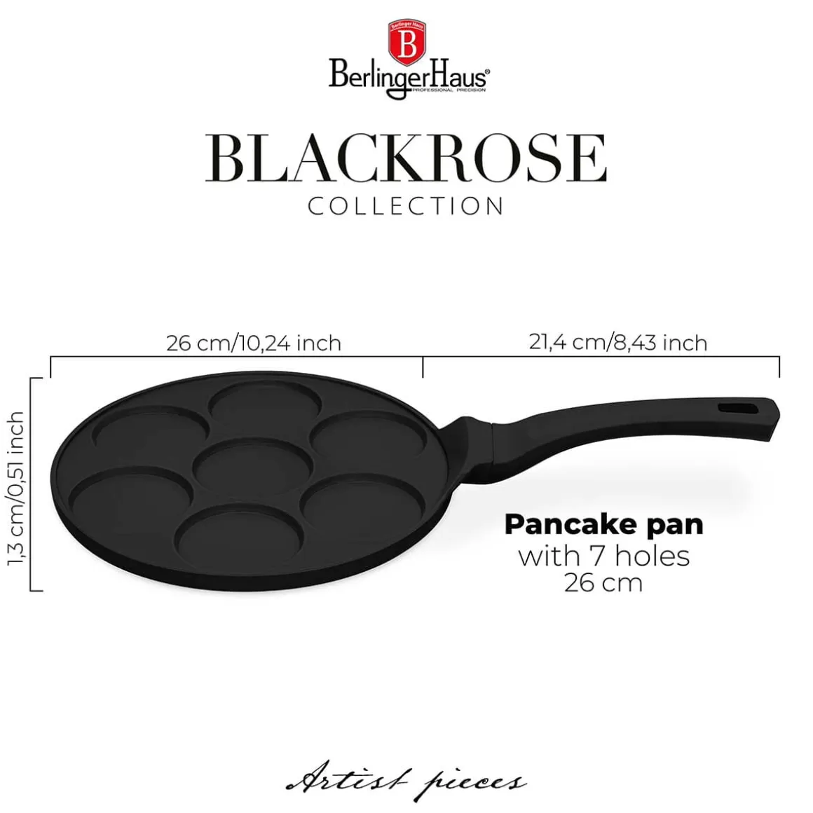 PATELNIA TYTANOWA 26cm DO PLACUSZKÓW BERLINGER HAUS BH-7793 BLACK ROSE