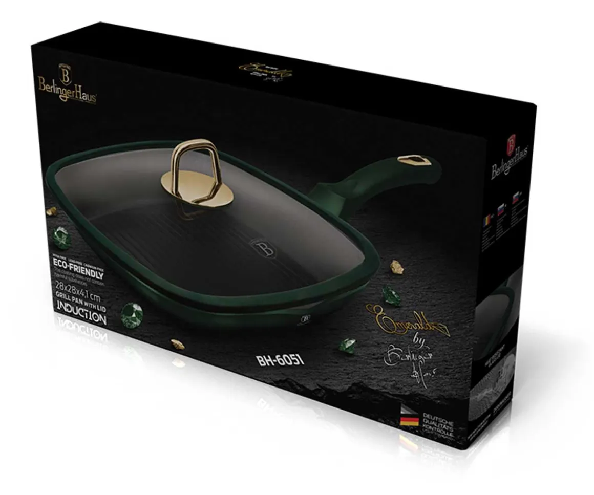 PATELNIA TYTANOWA GRILLOWA BERLINGER HAUS 28cm BH-6051 EMERALD