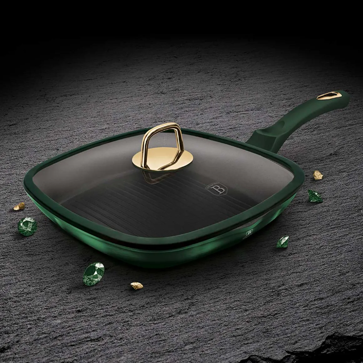 PATELNIA TYTANOWA GRILLOWA BERLINGER HAUS 28cm BH-6051 EMERALD