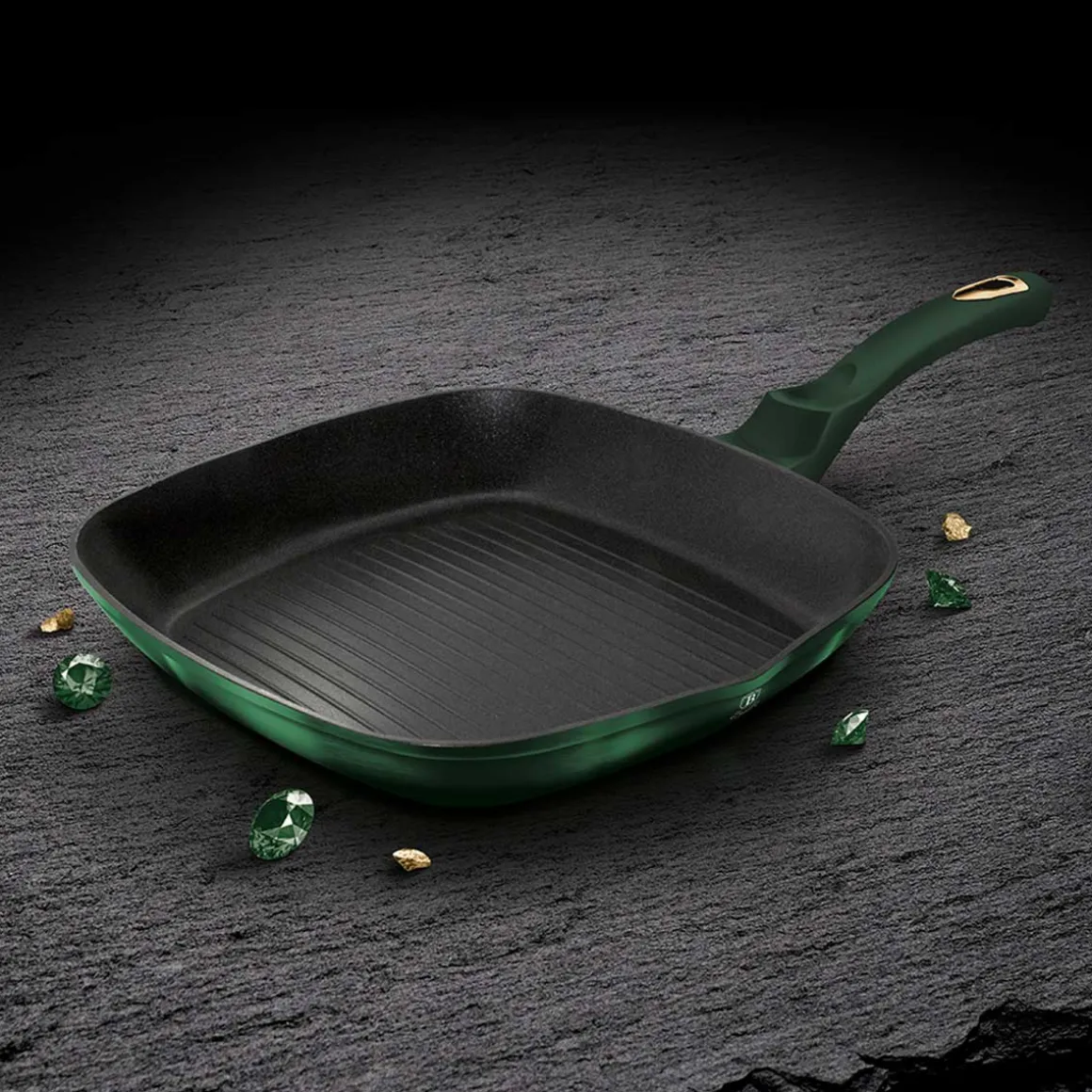 PATELNIA TYTANOWA GRILLOWA BERLINGER HAUS 28cm BH-6050 EMERALD