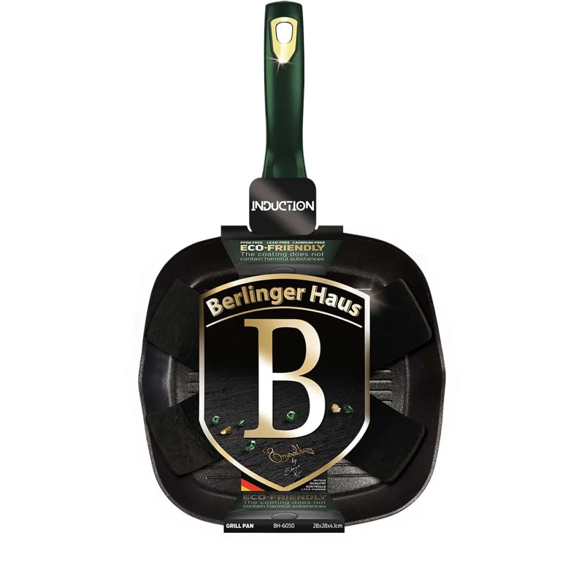 PATELNIA TYTANOWA GRILLOWA BERLINGER HAUS 28cm BH-6050 EMERALD