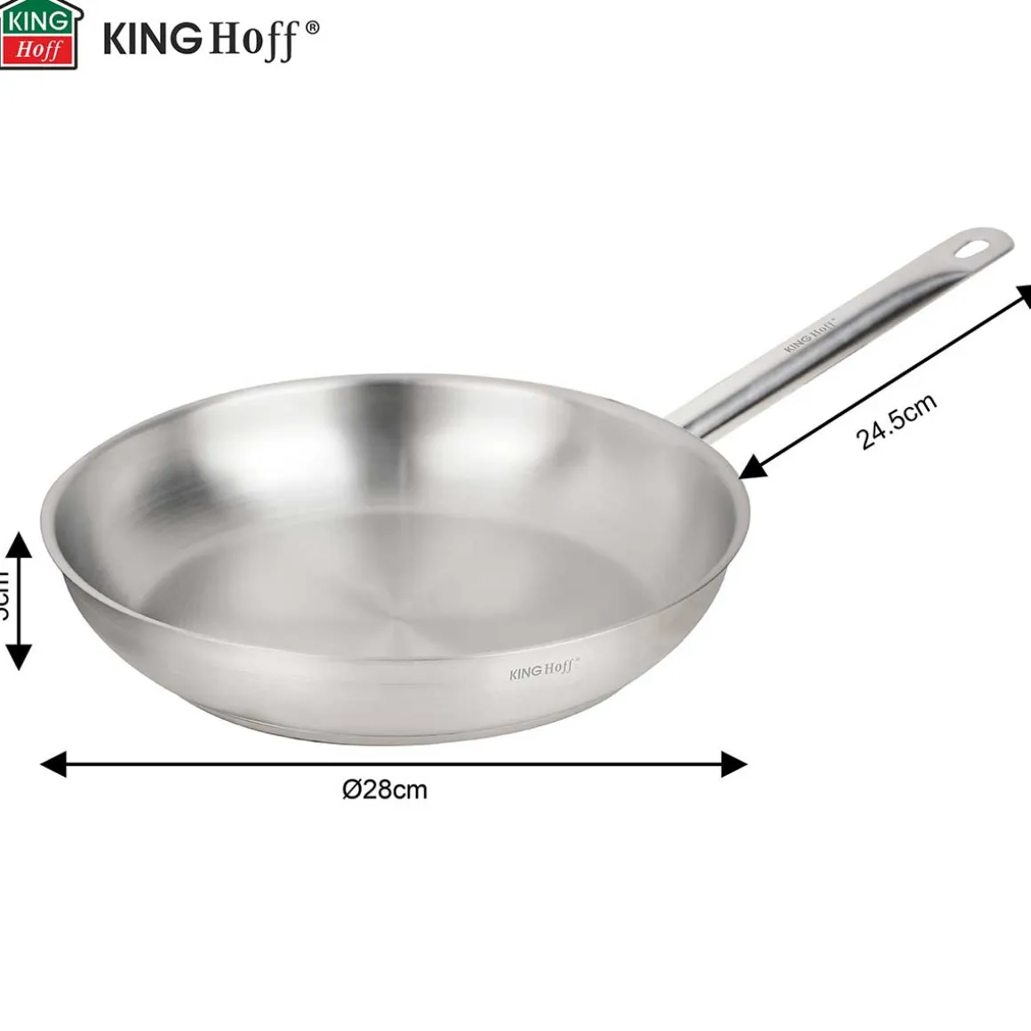 PATELNIA ZE STALI NIERDZEWNEJ 21CT 28cm KINGHOFF KH-2020 GASTRO