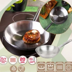 PATELNIA ZE STALI NIERDZEWNEJ 21CT 20cm KINGHOFF KH-2018 GASTRO