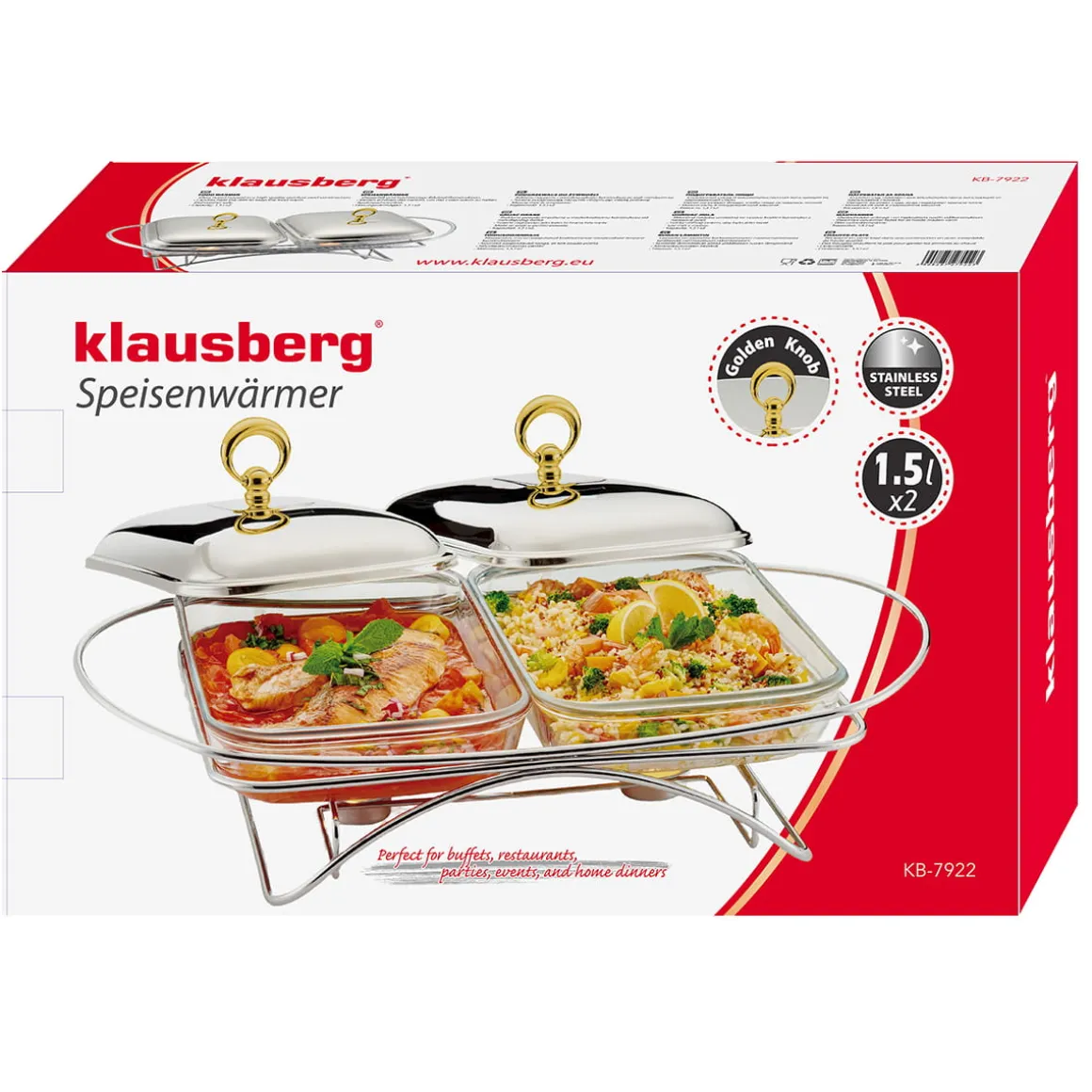 PODGRZEWACZ ŻAROODPORNY STOŁOWY 2x1,5L KLAUSBERG KB-7922