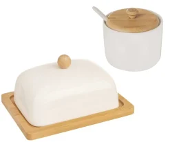 PORCELANOWA CUKIERNICA Z ŁYŻECZKĄ I MASELNICZKA ORION