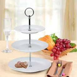PORCELANOWA PATERA TRZYPIĘTROWA NA CIASTO PRZEKĄSKI BANQUET SOFIA