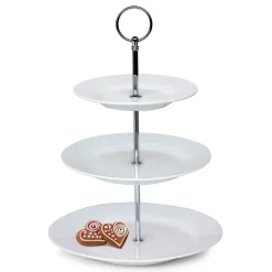 PORCELANOWA PATERA TRZYPIĘTROWA NA CIASTO PRZEKĄSKI BANQUET SOFIA