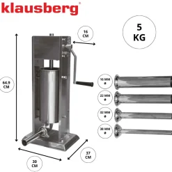 PROFESJONALNA NADZIEWARKA DO KIEŁBASY 5kg KLAUSBERG KB-7930