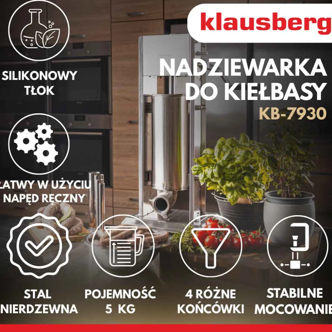 PROFESJONALNA NADZIEWARKA DO KIEŁBASY 5kg KLAUSBERG KB-7930
