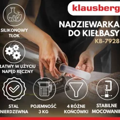 RĘCZNA NADZIEWARKA DO KIEŁBASY 3kg KLAUSBERG KB-7928