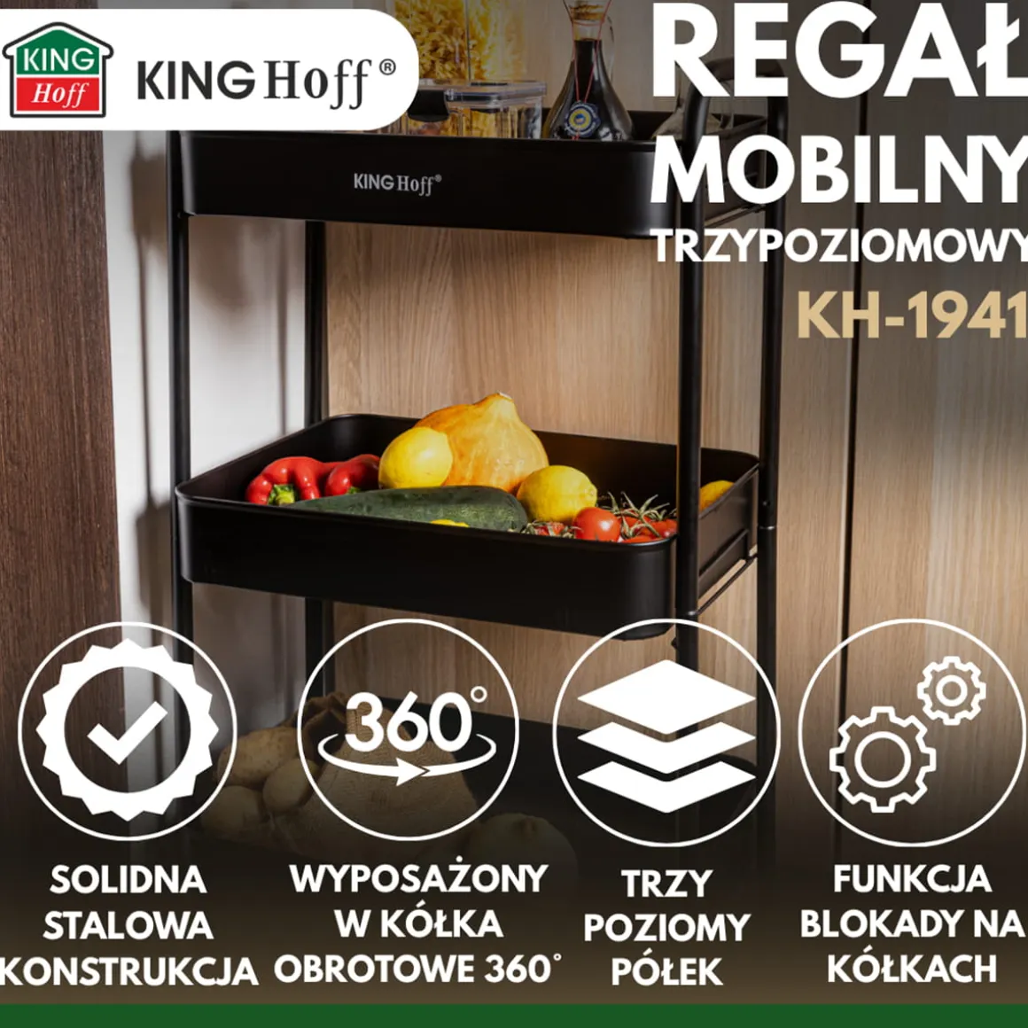 REGAŁ BAREK MOBILNY WIELOFUNKCYJNY KINGHOFF KH-1941