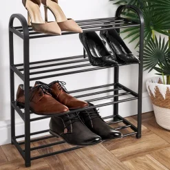 REGAŁ METALOWY PÓŁKA NA BUTY 4 POZIOMY 569732