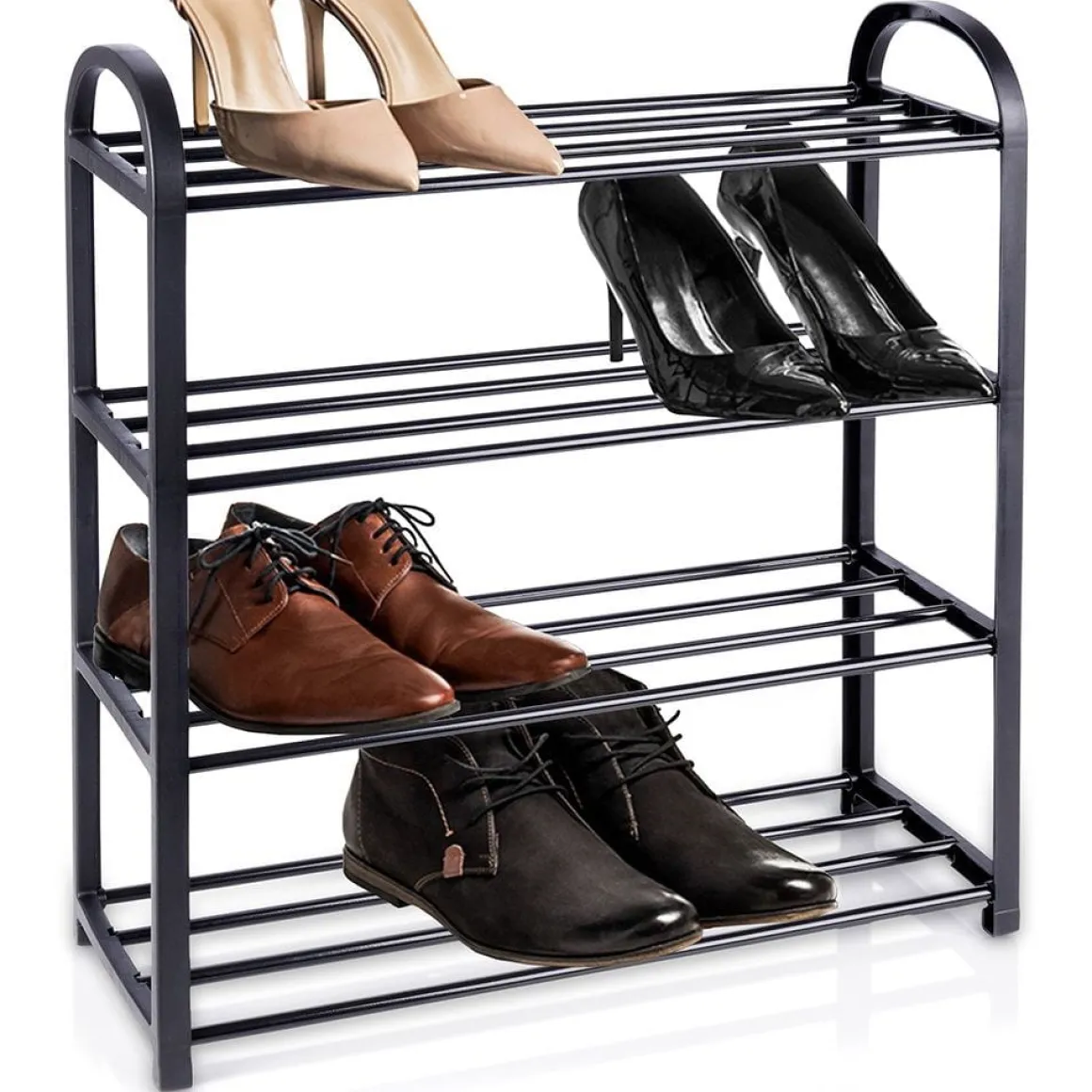 REGAŁ METALOWY PÓŁKA NA BUTY 4 POZIOMY 569732