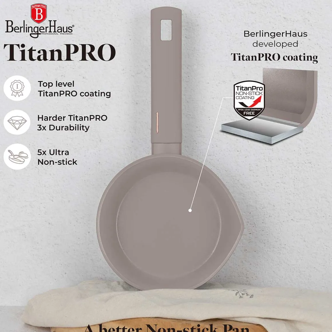 RONDEL TYTANOWY 16cm BERLINGER HAUS BH-8087 TAUPE