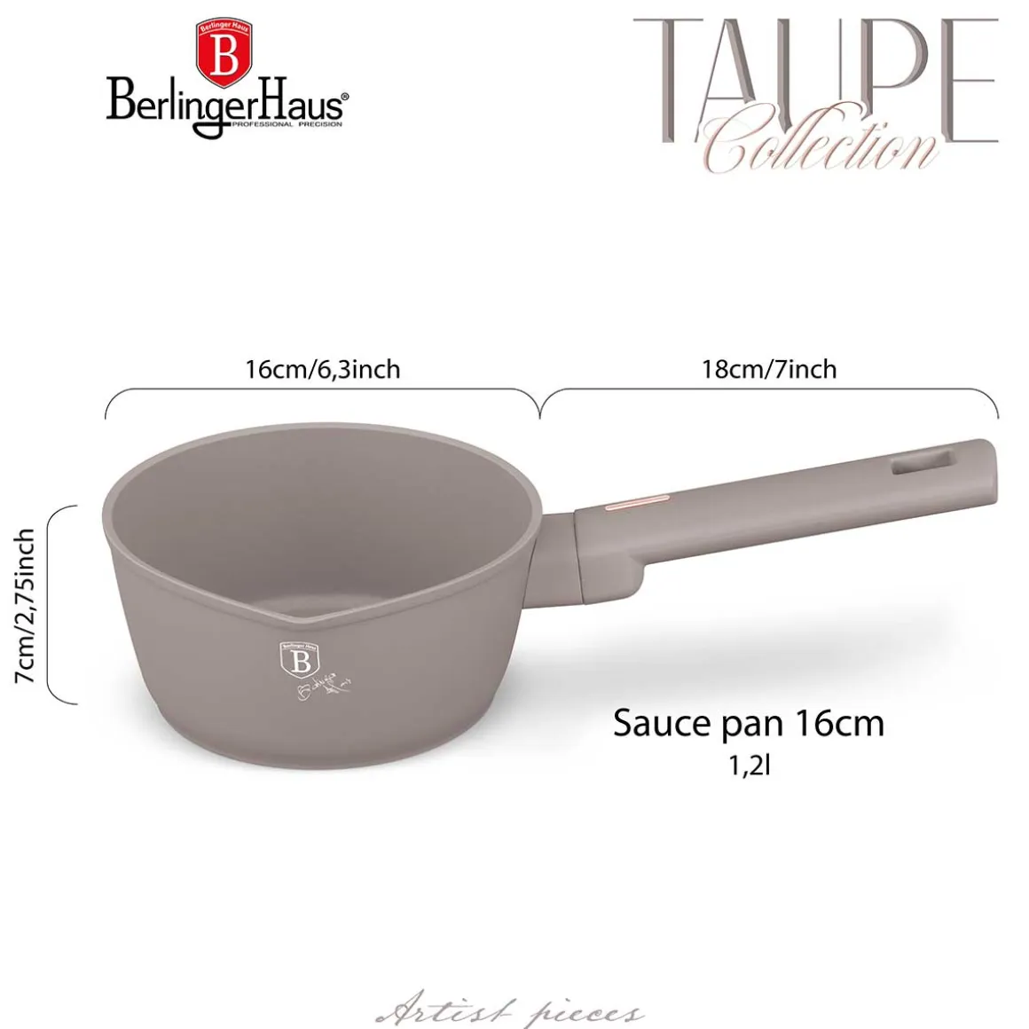 RONDEL TYTANOWY 16cm BERLINGER HAUS BH-8087 TAUPE