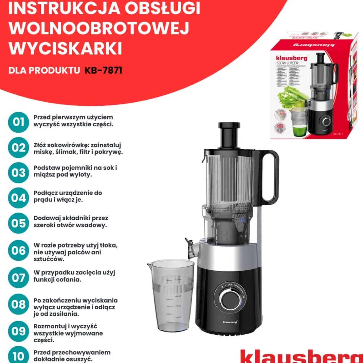 SOKOWIRÓWKA WYCISKARKA WOLNOOBROTOWA PIONOWA KLAUSBERG KB-7871