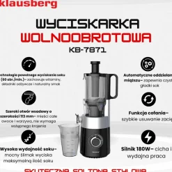 SOKOWIRÓWKA WYCISKARKA WOLNOOBROTOWA PIONOWA KLAUSBERG KB-7871
