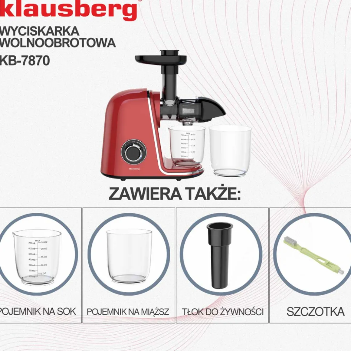 SOKOWIRÓWKA WYCISKARKA WOLNOOBROTOWA KLAUSBERG KB-7870