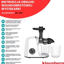 SOKOWIRÓWKA WYCISKARKA WOLNOOBROTOWA KLAUSBERG KB-7869