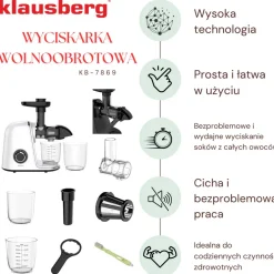 SOKOWIRÓWKA WYCISKARKA WOLNOOBROTOWA KLAUSBERG KB-7869