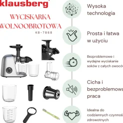 SOKOWIRÓWKA WYCISKARKA WOLNOOBROTOWA KLAUSBERG KB-7868