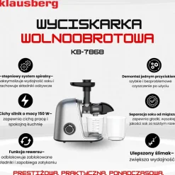 SOKOWIRÓWKA WYCISKARKA WOLNOOBROTOWA KLAUSBERG KB-7868