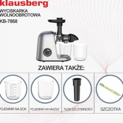 SOKOWIRÓWKA WYCISKARKA WOLNOOBROTOWA KLAUSBERG KB-7868