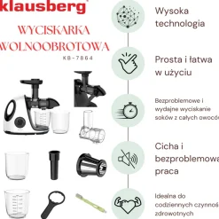 SOKOWIRÓWKA WYCISKARKA WOLNOOBROTOWA KLAUSBERG KB-7864