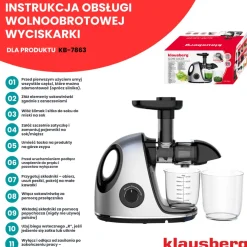 SOKOWIRÓWKA WYCISKARKA WOLNOOBROTOWA KLAUSBERG KB-7863