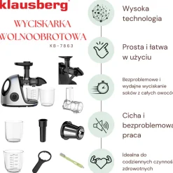 SOKOWIRÓWKA WYCISKARKA WOLNOOBROTOWA KLAUSBERG KB-7863