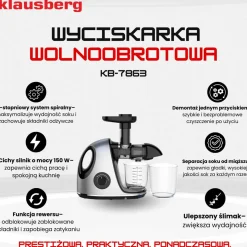 SOKOWIRÓWKA WYCISKARKA WOLNOOBROTOWA KLAUSBERG KB-7863