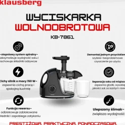 SOKOWIRÓWKA WYCISKARKA WOLNOOBROTOWA KLAUSBERG KB-7861