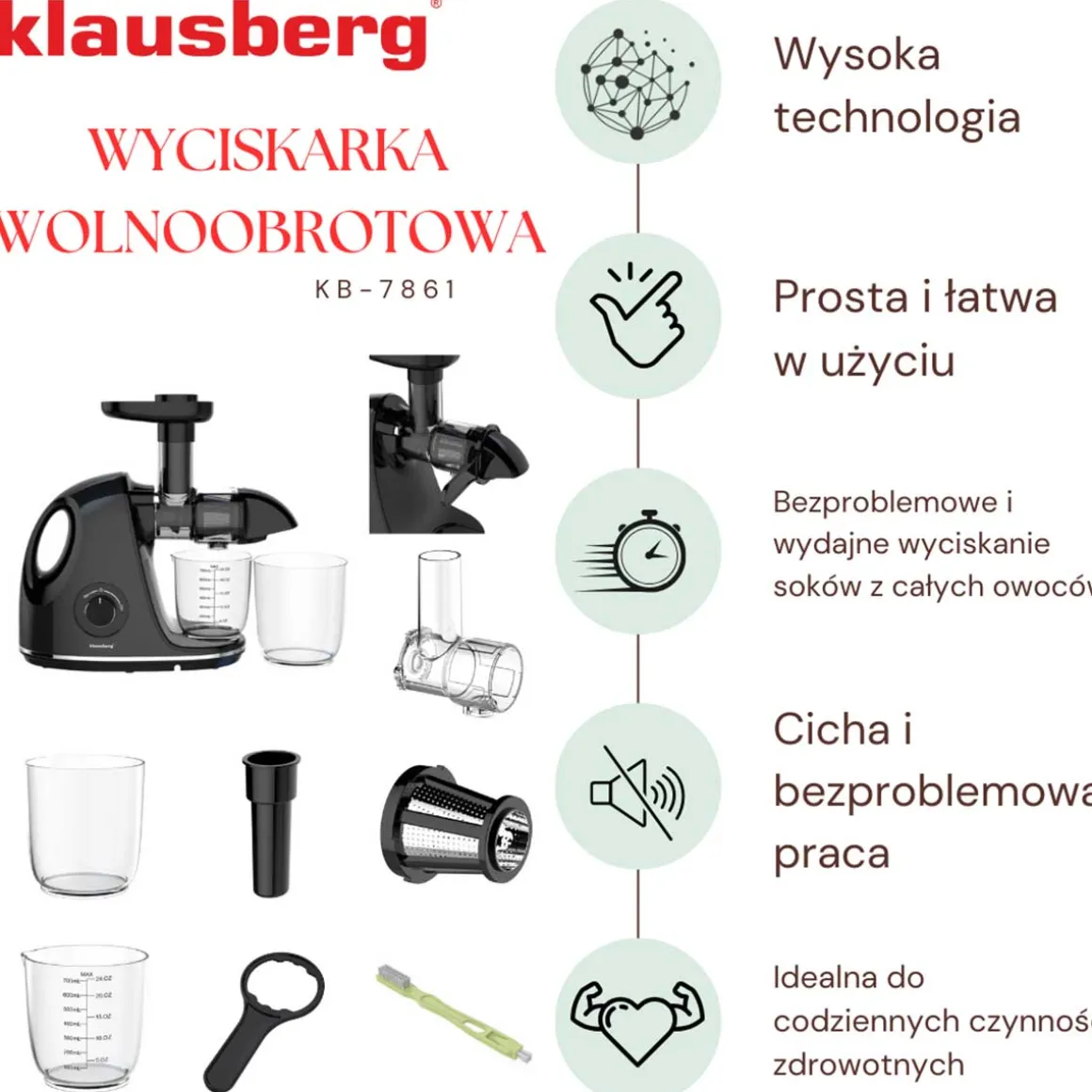 SOKOWIRÓWKA WYCISKARKA WOLNOOBROTOWA KLAUSBERG KB-7861