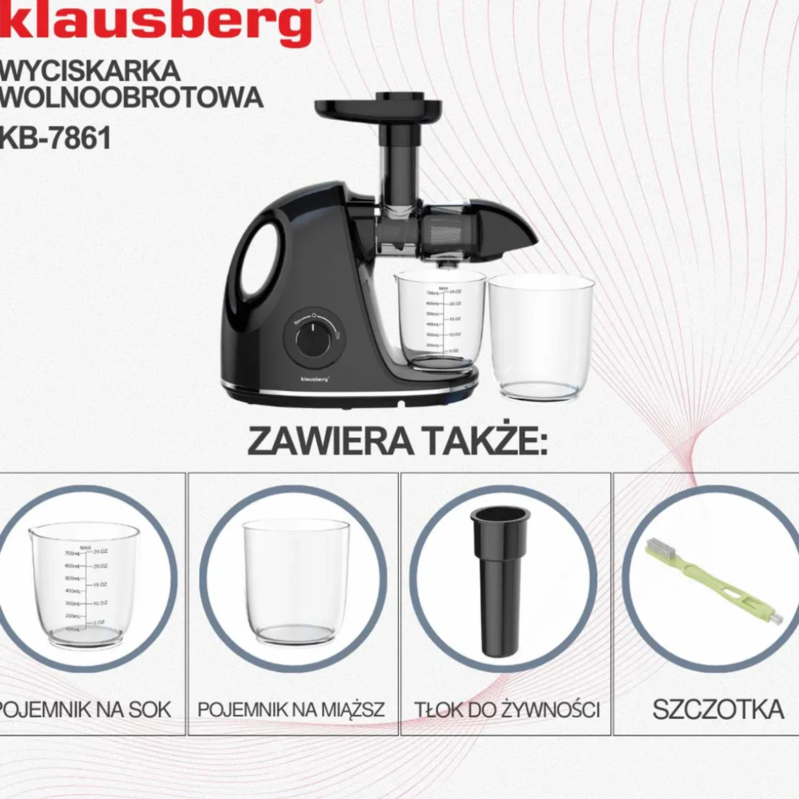 SOKOWIRÓWKA WYCISKARKA WOLNOOBROTOWA KLAUSBERG KB-7861