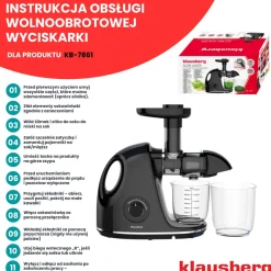 SOKOWIRÓWKA WYCISKARKA WOLNOOBROTOWA KLAUSBERG KB-7861