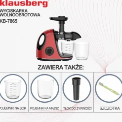 SOKOWIRÓWKA WYCISKARKA WOLNOOBROTOWA KLAUSBERG KB-7865