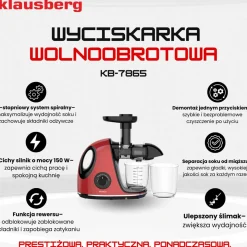 SOKOWIRÓWKA WYCISKARKA WOLNOOBROTOWA KLAUSBERG KB-7865
