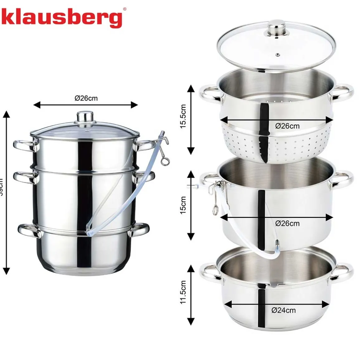 SOKOWNIK PAROWY 8L INDUKCJA GAZ KLAUSBERG KB-9032 GARNEK DO SOKU