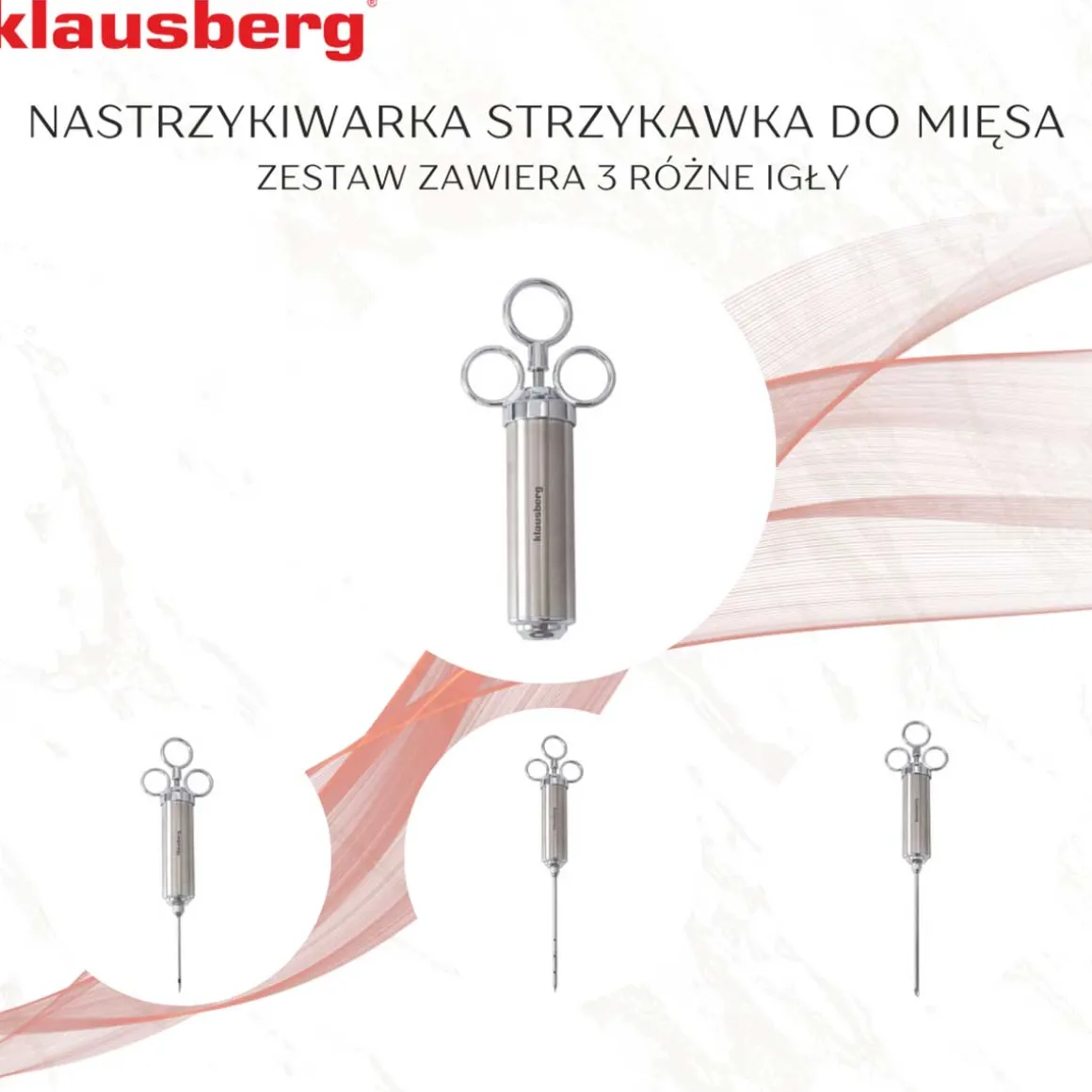 STALOWA NASTRZYKIWARKA 60ml DO PEKLOWANIA MIĘSA KLAUSBERG KB-7842