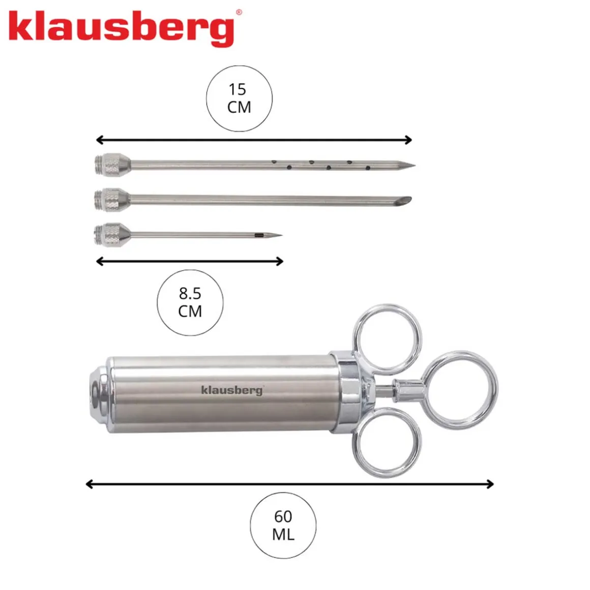 STALOWA NASTRZYKIWARKA 60ml DO PEKLOWANIA MIĘSA KLAUSBERG KB-7842