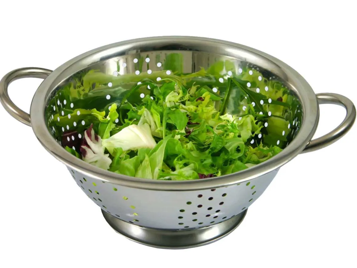 STALOWY DURSZLAK GŁĘBOKI 24cm Z UCHWYTAMI KINGHOFF KH-1237