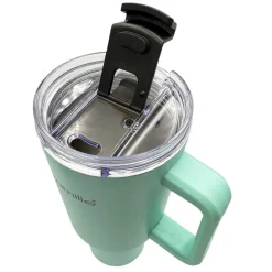 STALOWY KUBEK TERMICZNY TERMOS 1200ml Z RĄCZKĄ I SŁOMKĄ KM-2175
