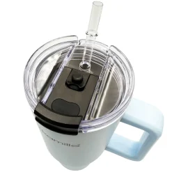 STALOWY KUBEK TERMICZNY TERMOS 1200ml Z RĄCZKĄ I SŁOMKĄ KM-2174