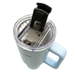 STALOWY KUBEK TERMICZNY TERMOS 1200ml Z RĄCZKĄ I SŁOMKĄ KM-2174