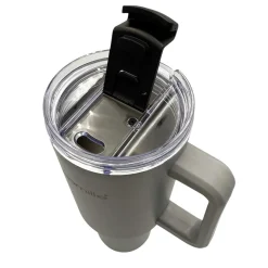 STALOWY KUBEK TERMICZNY TERMOS 1200ml Z RĄCZKĄ I SŁOMKĄ KM-2173