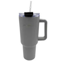 STALOWY KUBEK TERMICZNY TERMOS 1200ml Z RĄCZKĄ I SŁOMKĄ KM-2173