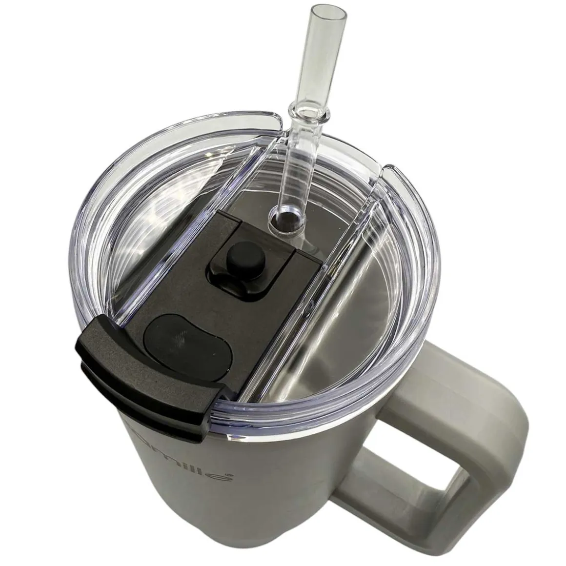 STALOWY KUBEK TERMICZNY TERMOS 1200ml Z RĄCZKĄ I SŁOMKĄ KM-2173