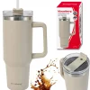 STALOWY KUBEK TERMICZNY XXL TERMOS 1100ml Z RĄCZKĄ I SŁOMKĄ KLAUSBERG KB-7944
