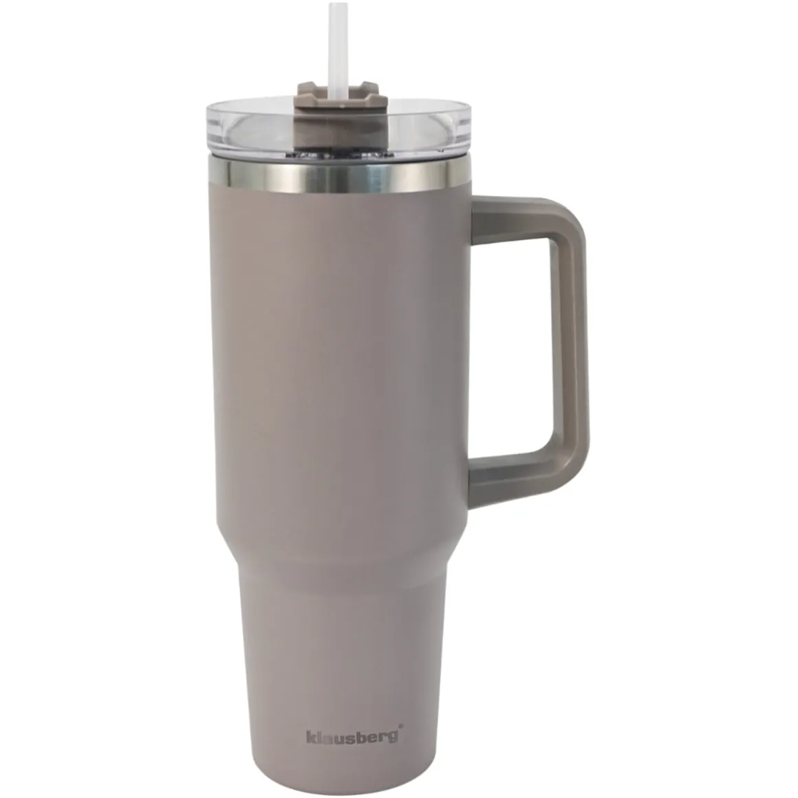 STALOWY KUBEK TERMICZNY XXL TERMOS 1100ml Z RĄCZKĄ I SŁOMKĄ KLAUSBERG KB-7943